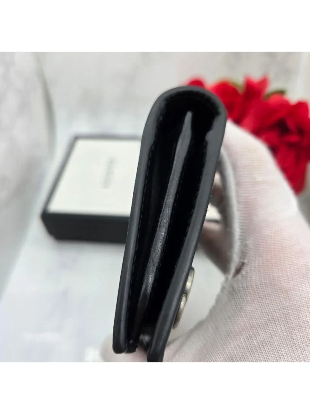Gucci Wallet GG Marmont Silver Black
